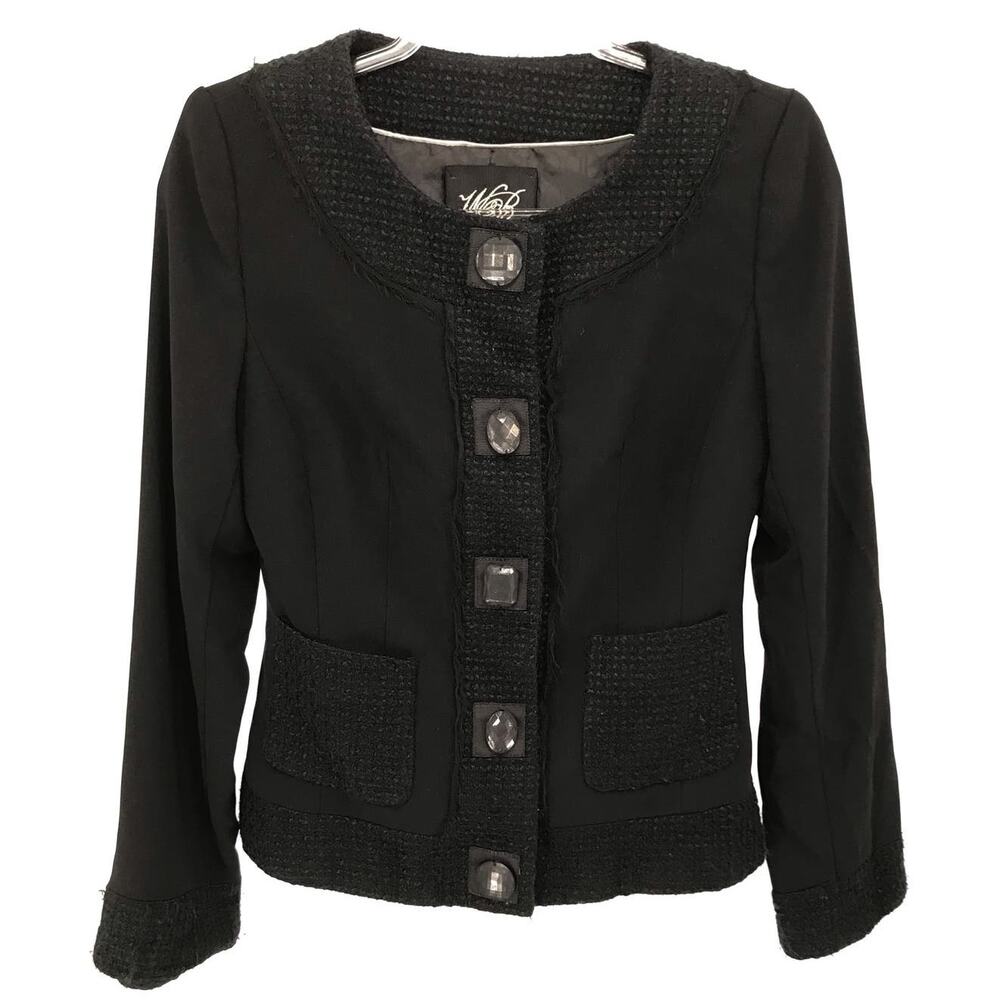 White House Black Market Black Snap Front Blazer 2 Office Career